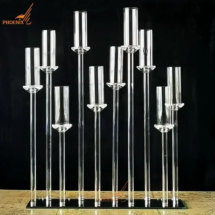 Candelabros de cristal de 10 brazos de altura, centros de mesa para decoración de boda, venta al por mayor