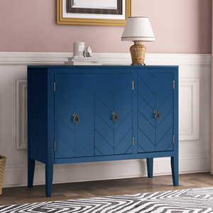 Adjustable <b>Shelf</b> Storage Sideboard with 3 Retro Metal Handles and 4 Pinewood Legs for Entryway Living Room Study - Product Image 2