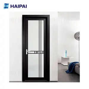 Puerta abatible de vidrio con marco de aluminio impermeable para apartamento con malla de seguridad