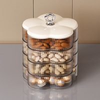 Licht luxe bloemmotief bloeivormige plastic fruitschaal met deksel, voedselveilig, BPA-vrij, voor woonkamer, salontafel, snoepopslag