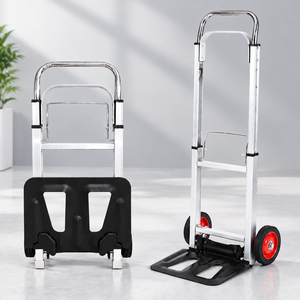 Chariot à main pliable en alliage d'aluminium à 2 roues, cadre argenté, plateforme noire - Product Image 1