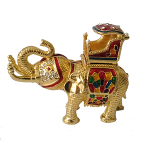 กล่องใส่เครื่องประดับรูปช้างโลหะเคลือบคริสตัลสีขาว - Product Image 5