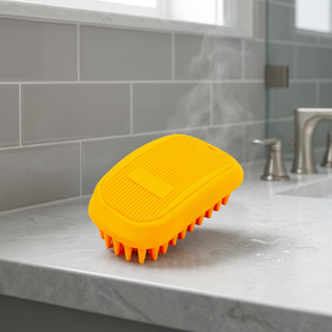 Yellow Eco-Friendly Soft Rubber Massage <b>Brush</b> for Small Animals-Bathroom & Living Room Use - Product Image 3