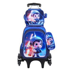 <span class=keywords><strong>Mochila</strong></span> <span class=keywords><strong>con</strong></span> <span class=keywords><strong>ruedas</strong></span>, lonchera y estuche de lápices para estudiantes de primaria, juego de 3 piezas de cuero 3D - Product Image 2