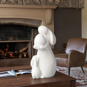 Ensemble de décorations de fête de Pâques Art Déco de haute qualité, adorables ornements en céramique en forme de <span class=keywords><strong>lapin</strong></span>, couleur blanche, utilisation intérieure/extérieure, festive - Product Image 2