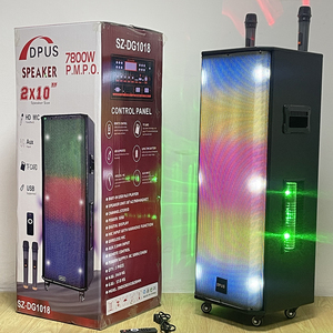 SZ-DG1018 Dubbele <span class=keywords><strong>10</strong></span> Inch Houten Bluetooth Super Bass Karaoke Speakers met Microfoon RGB Licht Woofer Trolley Buiten Party DJ Speakers - Product Image 4