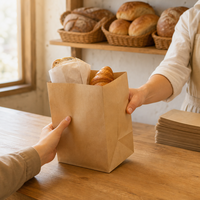 Sacs à pain SOS en papier kraft non marqués, fond carré, qualité alimentaire, biodégradables, impression de logo personnalisée, boulangerie, café à emporter