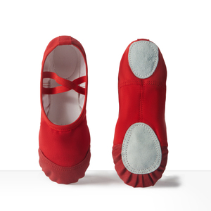 Chaussons de ballet en toile sans lacets pour filles BW68 avec embouts en <span class=keywords><strong>cuir</strong></span>, semelles fendues, chaussures de <span class=keywords><strong>danse</strong></span> pour l'entraînement de gymnastique - Product Image 4