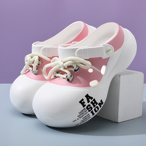 <b>Women's</b> <b>Crocs</b> Platform Sandals White Pink Thick Sole Height Increasing Non Slip Closed Toe Summer Wear - Product Image 1