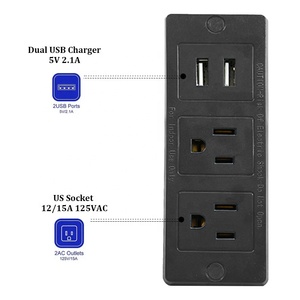 Máy tính để bàn lõm điện dải truy cập hàng đầu tủ mở rộng điện dải Hub 2 ổ cắm điện & 2 cổng USB - Product Image 3