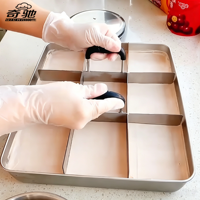 Ensemble de cuisson Tiramisu en acier inoxydable avec séparateur 9/12 grilles + moule rectangulaire, réutilisable pour cheesecake et mousse, idéal pour boulangerie et café
