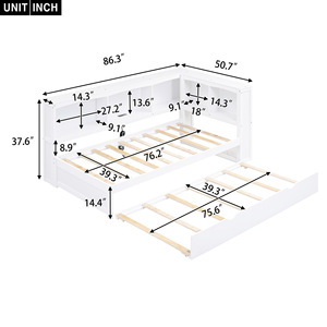 White Wooden Storage <b>Bed</b> With Shelves And Drawers <b>Space</b> <b>Saving</b> Low Box <b>Bed</b> For Children Adults And Elderly - Product Image 3