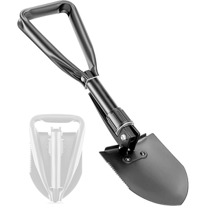 أفضل مجرفة تخييم محمولة متعددة الوظائف قابلة للطي من AMBITION، مصنوعة من الفولاذ الكربوني مع مقبض ثلاثي الطي، أداة متعددة الاستخدامات - Product Image 1