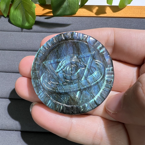 Pierre précieuse gravée Reiki naturel cristal artisanat brillant Labradorite lune étoile sculptée serpent père noël diable oeil neuf queue renard charme - Product Image 5