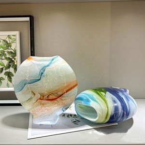 Elegante Jarrón <span class=keywords><strong>de</strong></span> Cristal <span class=keywords><strong>de</strong></span> Murano, Adorno Soplado a Mano con Diseño Floral Estampado en Color, Estilo Artesanal - Product Image 5