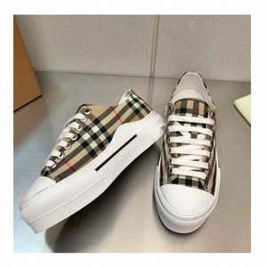 Customized logo luxury platform walking shoes with rubber soles and checked upper fabric,stylish and casual sneakers,canvas shoe - Product Image 2