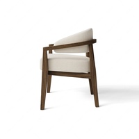 Chaise de salle à manger avec accoudoirs en bois, revêtement en tissu bouclé, dossier incurvé, chaise d'appoint moderne pour la salle à manger à la maison