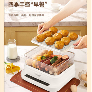 Wanlida Electric Steamer 32L Three Layer Food Grade PP Large Capacity Steam Cooker With Transparent Tray For Fish Chicken - Product Image 2