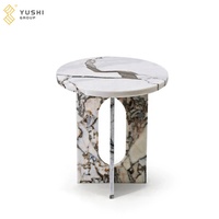 Grupo Yushi, sofá de mármol minimalista, mesa auxiliar con borde, círculo móvil, tormenta oceánica, mesa de esquina de mármol para carcasa pequeña