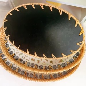 Panier de fruits assiette de fruits en rotin, <span class=keywords><strong>plateau</strong></span> de coquille ovale tissé à la main ménage salon Snack plateaux de rangement de bureau - Product Image 6
