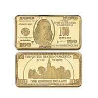 Pièces de collection commémoratives personnalisées en or plaqué, en forme de lingot ou de pièce carrée, en dollars américains, pour cadeaux