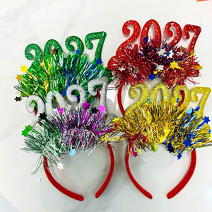 Serre-tête LED scintillant 2027 à piles en plastique, très populaire, pour décoration de fête avec 3 modes d'éclairage pour le réveillon du Nouvel An - Product Image 6