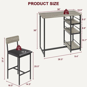 American-style light luxury home dining <b>table</b> set with iron and wood structure, including chairs, <b>bar</b> <b>table</b> and chair - Product Image 4