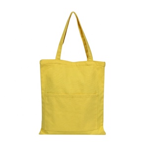 Sac fourre-tout en toile de coton uni, pas cher, en gros, avec poche intérieure - Product Image 3