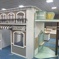 Moetry Kids Mini Town Design Maison de jeu en bois pour jeu de rôle, équipement de terrain de jeu intérieur, écologique, certifié CE, pour Play Cafe FEC Play