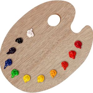 Paleta de pintura de madera, bandeja de madera, herramienta de pintura Con agujeros para pulgar, suministros de arte escolar, novedad de <span class=keywords><strong>2021</strong></span> - Product Image 1