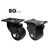 Roda Putar Nylon Tugas Berat Profil Rendah Berat Badan Rendah dengan Plat Putar Beban Tinggi 250-600kg, Batang Berulir M16, Tinggi 50 75 100mm