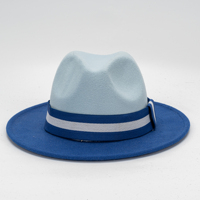 Grosir topi kain wol Fedora Vintage elegan warna Solid tepi lebar dua nada topi Jazz Fedora untuk wanita