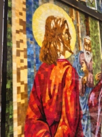 Şangay Toptan Satış Viktorya Tarzı El Kesimi Duvar Resmi Desenli Oymalı Vitray Çiçek Duvar Resmi Mozaik Sanat Fayansları