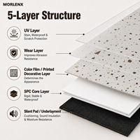 MORLENX Terrazzo-Look SPC-Bodenbelag Umweltfreundlich Wasserdicht Rutschfest Starrer Kern Klick-Vinylfliesen für Büro Schule Gewerbe