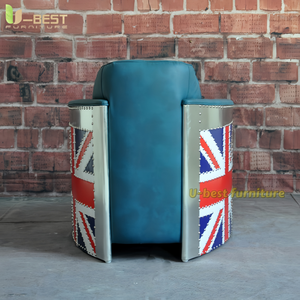 Chaise Aviateur Vintage pour Bar à Cigares Whisky, <span class=keywords><strong>Fauteuil</strong></span> en Cuir Minimaliste en <span class=keywords><strong>Aluminium</strong></span> pour la Maison, le Bureau et les Loisirs - Product Image 2