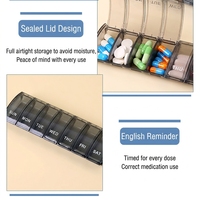 Vente en gros, personnalisation, mini organisateur de pilules hebdomadaire en plastique, boîte à pilules mignonne, étui à comprimés, organisateur de médicaments