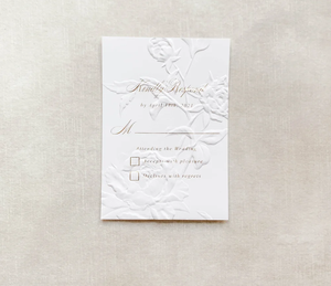 Tarjeta de Invitación de Boda con Diseño Floral en Relieve Personalizado, para Papelería de Boda - Product Image 1