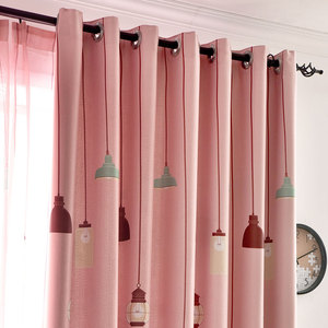 Lámpara Colgante Multicolor Rosa Pálido con Estampado a Mano, Cortina Semiopaca con Diseño Moderno <span class=keywords><strong>para</strong></span> Dormitorio de Niña - Product Image 3