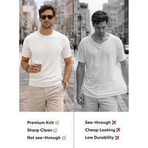 FOXA เสื้อสเวตเตอร์ถักคอกลมผสมขนสัตว์สำหรับฤดูร้อนของผู้ชาย เสื้อสวมหัวแขนสั้นแบบลำลองน้ำหนักเบา ระบายอากาศได้ดี สำหรับใส่ทำงานหรือใส่เป็นเสื้อเชิ้ต - Product Image 4