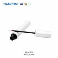 Tubes vides en plastique blanc de 6 ml avec bouchons plaqués pour sérum de croissance des cils, eye-liner, emballage cosmétique