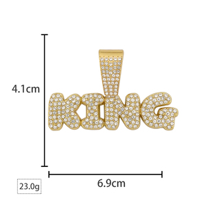 Hot Selling OEM Iced Out Diamond Crystal <b>Necklace</b> Hip Hop Punk Women Jewelry Letter Rhinestone King Letter Pendant <b>Necklace</b> - Product Image 6