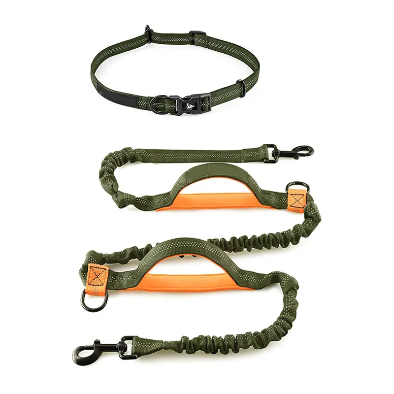 Ensemble collier et laisse pour chien personnalisé corde durable design réfléchissant élastique mains libres laisse pour chien avec ceinture réglable