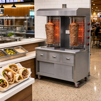 Machine à shawarma électrique commerciale à double rangée, en acier inoxydable, pour doner kebab, grill vertical, machine à rôtir les gyros