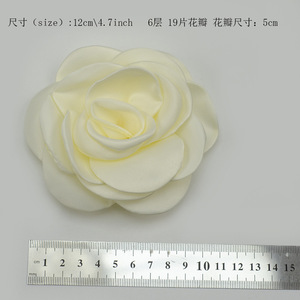 Gran oferta hecha a mano 12cm Camelia Rosa asada para decorar Lencería traje de baño accesorio de ropa decorativa - Product Image 4