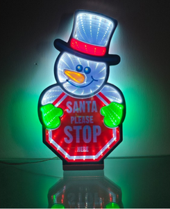 Specchio Infinito con Pupazzo di Neve Natalizio e Babbo Natale, Segnale di <span class=keywords><strong>Stop</strong></span>, Cubo Infinito per Luci a Tunnel - Product Image 1