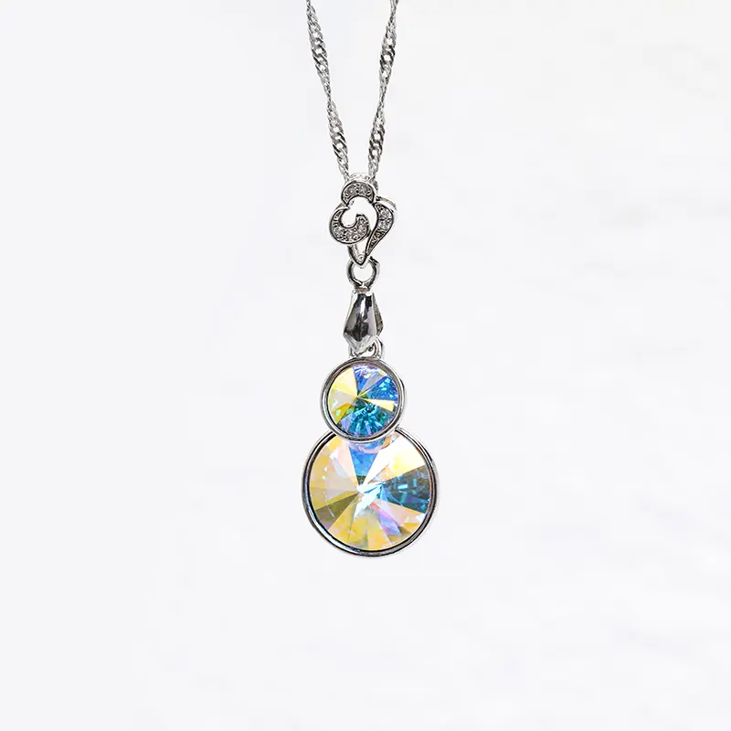 Xichuan doble Rivoli en forma de lujo brillante 16 colores de piedras de cristal de k9 de cristal de aleación colgante de espalda collar pendiente DIY encantos