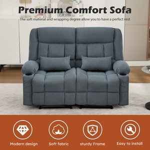 Convertible Recliner Loveseat Set with Cup Holders for Apartment Living Room-Manual Oversized Ergonomic Design - Product Image 5