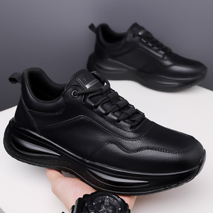 Men's <b>White</b> Casual Leather Shoes Soft Sole <b>Lace</b>-Up Trendy Sports Shoes Korean Style Leisure Wear - Product Image 2