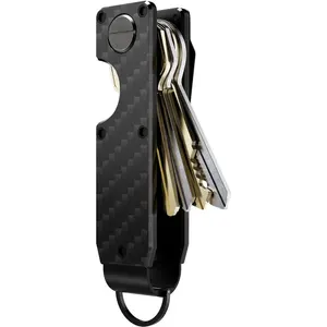 Wholesale new brand logo luxury 3D carbon fiber aluminum key holder organizer custom metal key chains