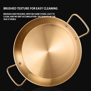 Custom Stainless Steel Paella Pans with Heat Resistant Handles for Seafood Cooking - Product Image 3